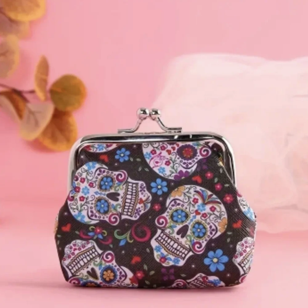 1pc Girl's Skull Patterned Cartoon Purse, Creative Printed Mini Wallet, T9MIS